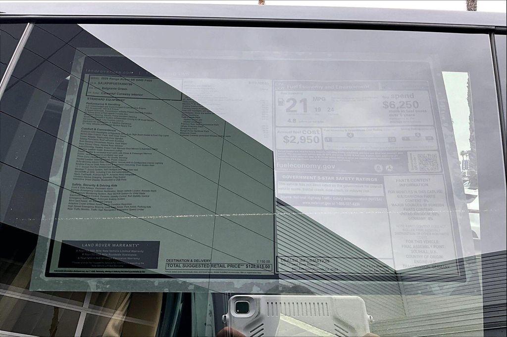 new 2026 Land Rover Range Rover car, priced at $128,015