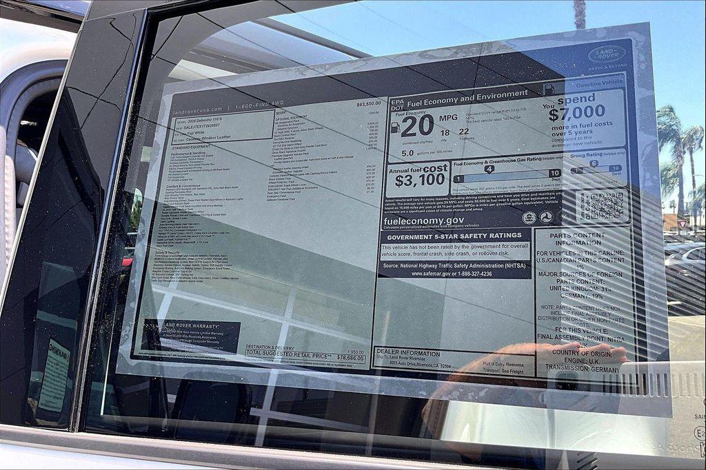 new 2026 Land Rover Defender car, priced at $78,686
