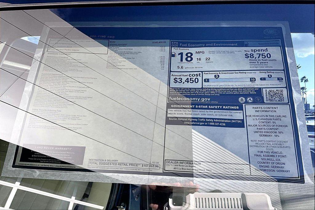 new 2026 Land Rover Range Rover car, priced at $157,065