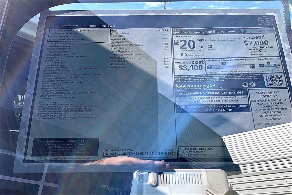 new 2026 Land Rover Defender car, priced at $88,186