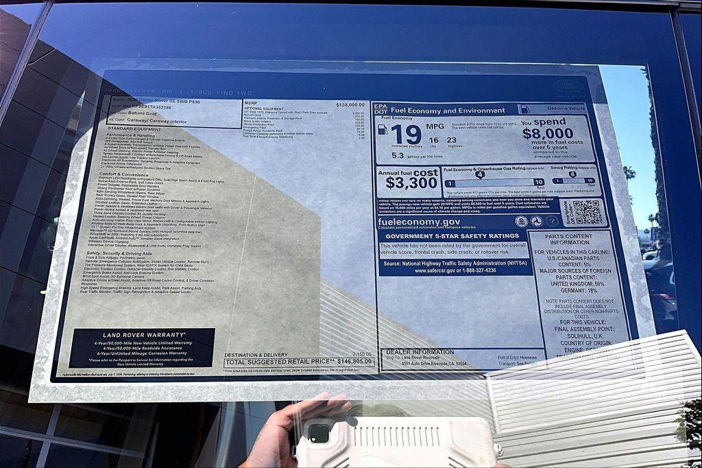 new 2026 Land Rover Range Rover car, priced at $146,805