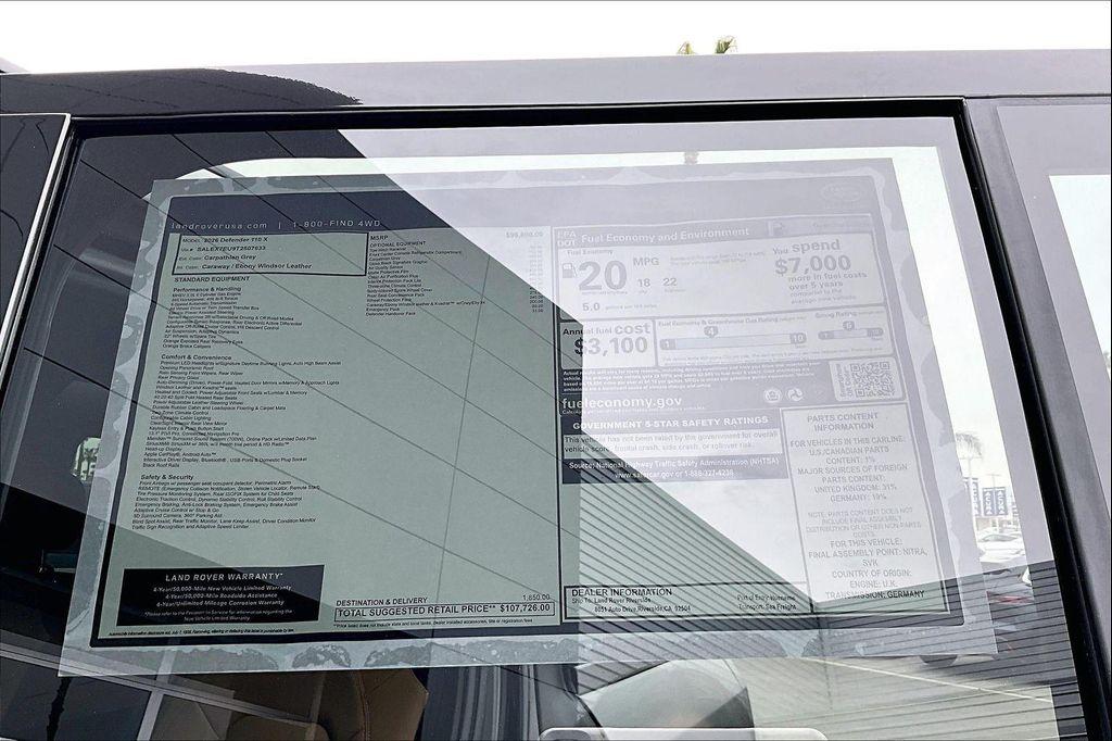 new 2026 Land Rover Defender car, priced at $107,726