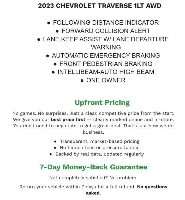 used 2023 Chevrolet Traverse car, priced at $27,420