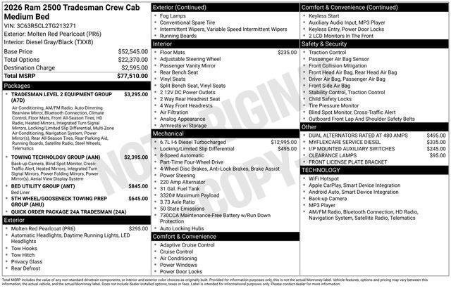 new 2026 Ram 2500 car, priced at $67,914