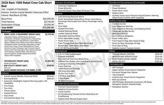 new 2026 Ram 1500 car, priced at $61,335