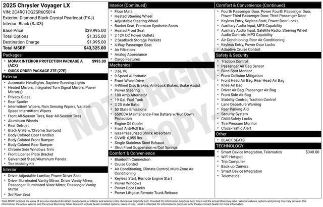 new 2025 Chrysler Voyager car, priced at $33,684