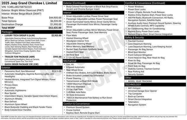 new 2025 Jeep Grand Cherokee L car, priced at $42,134