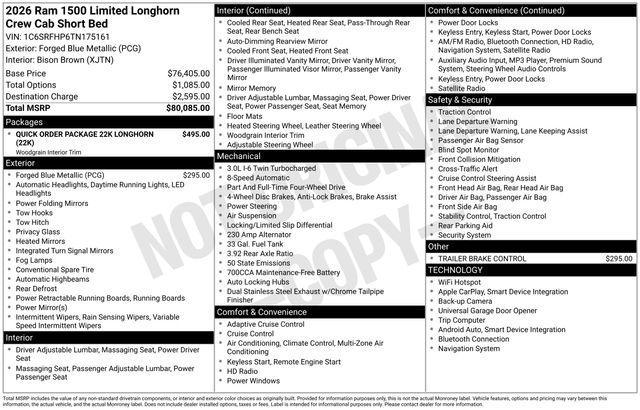 new 2026 Ram 1500 car, priced at $65,184