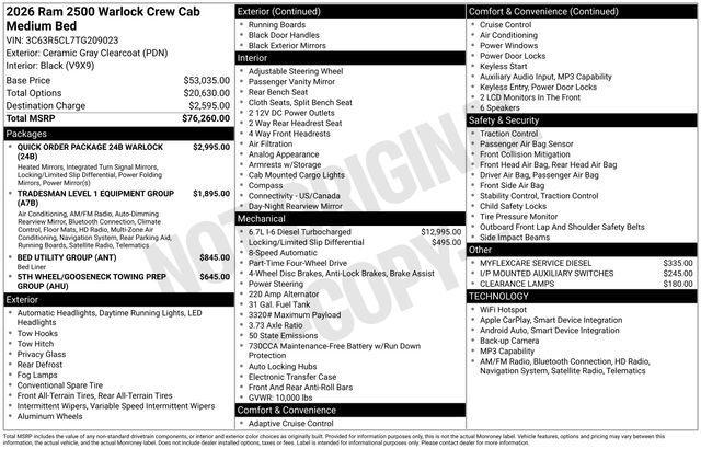 new 2026 Ram 2500 car, priced at $66,664