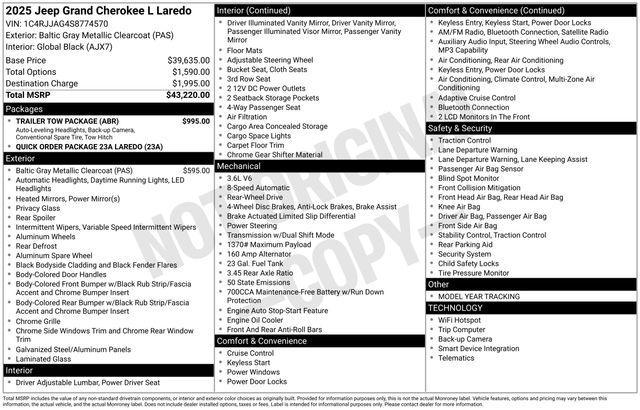 new 2025 Jeep Grand Cherokee L car, priced at $32,970