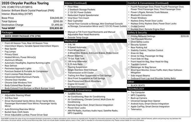 used 2020 Chrysler Pacifica car, priced at $17,499