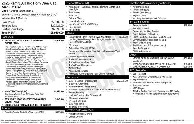 new 2026 Ram 3500 car, priced at $81,290