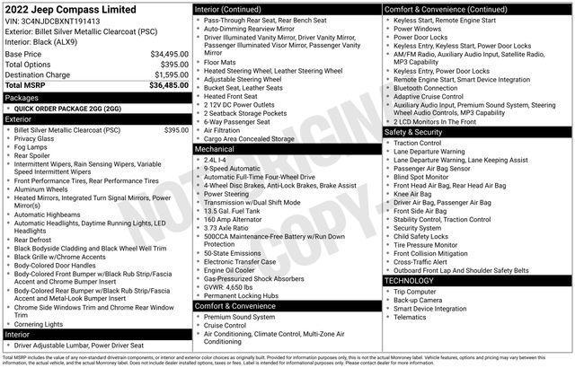 used 2022 Jeep Compass car, priced at $22,497