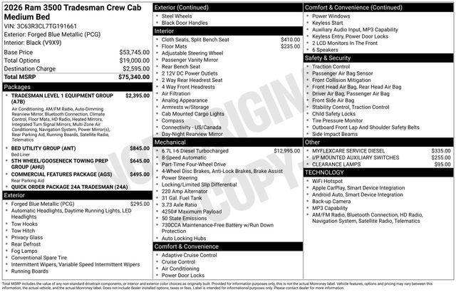 new 2026 Ram 3500 car, priced at $61,619