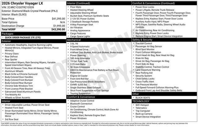 new 2026 Chrysler Voyager car, priced at $34,439