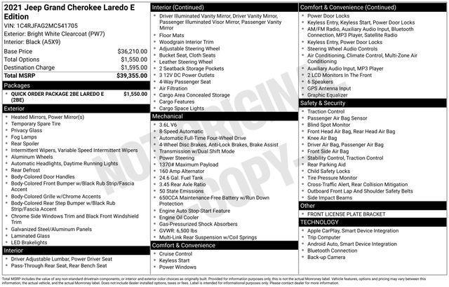 used 2021 Jeep Grand Cherokee car, priced at $24,988