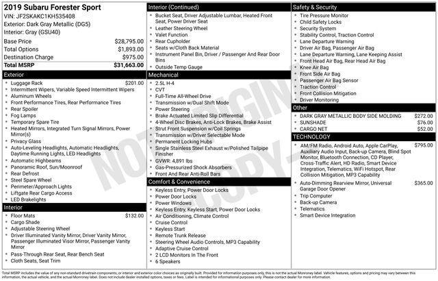 used 2019 Subaru Forester car, priced at $23,499