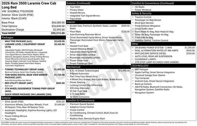 new 2026 Ram 3500 car, priced at $90,174
