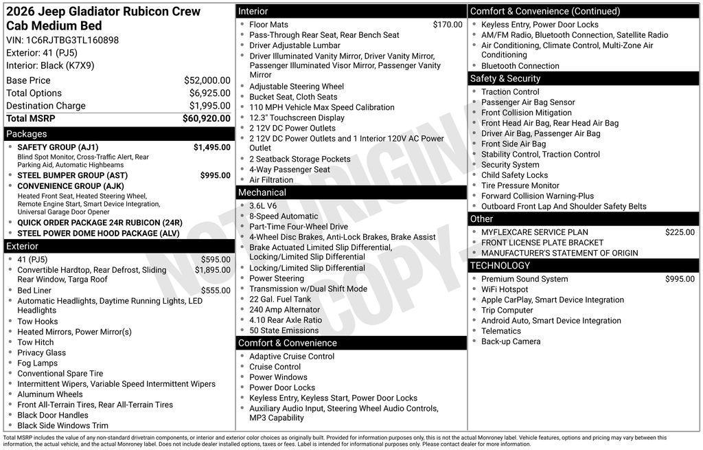 new 2026 Jeep Gladiator car, priced at $51,173