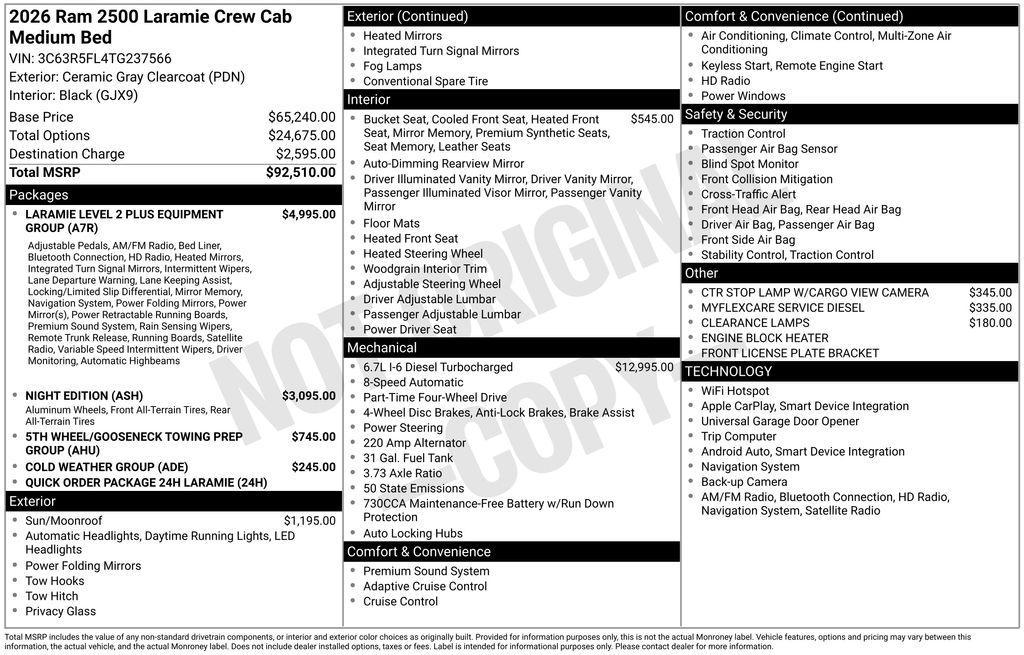 new 2026 Ram 2500 car, priced at $83,467