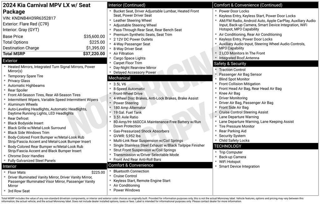 used 2024 Kia Carnival car, priced at $28,925