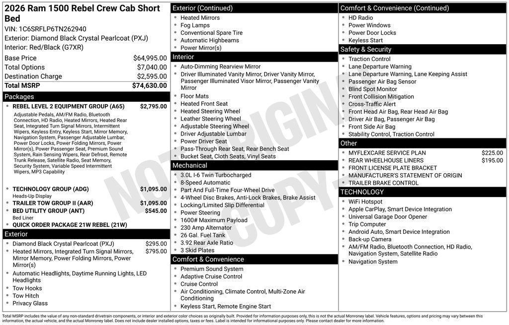 new 2026 Ram 1500 car, priced at $65,160