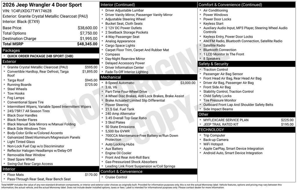 new 2026 Jeep Wrangler car, priced at $41,461