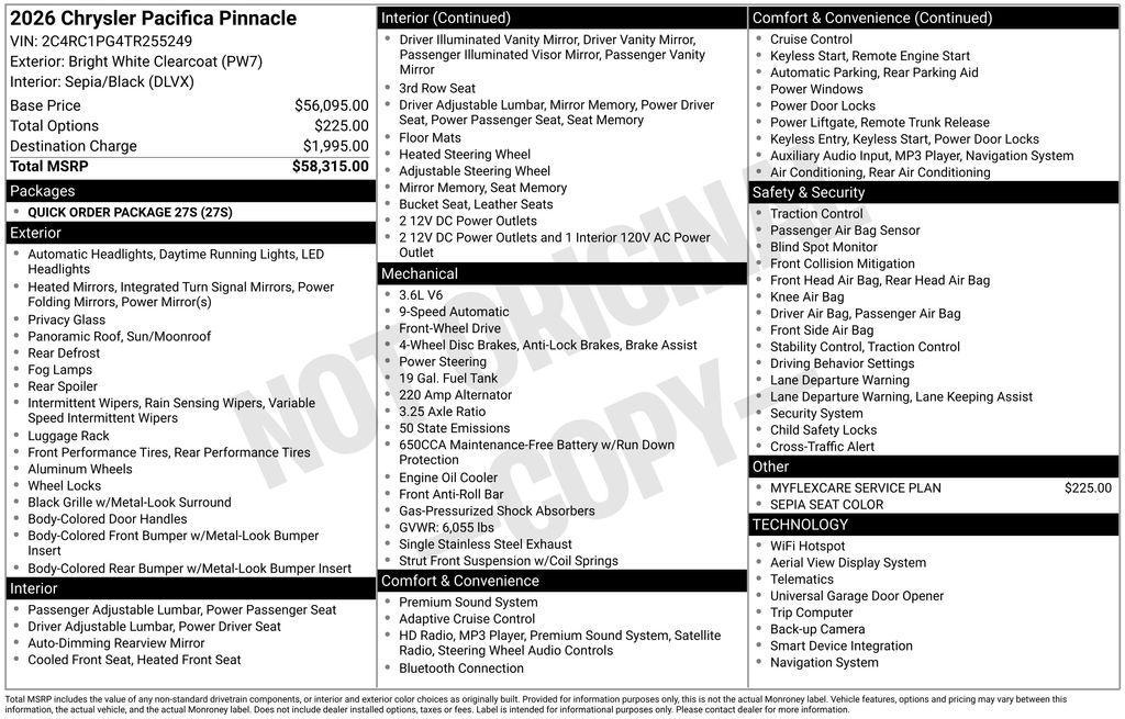 new 2026 Chrysler Pacifica car, priced at $51,317