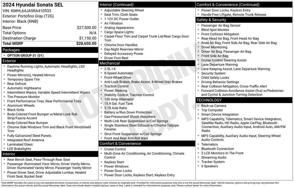 used 2024 Hyundai Sonata car, priced at $21,208