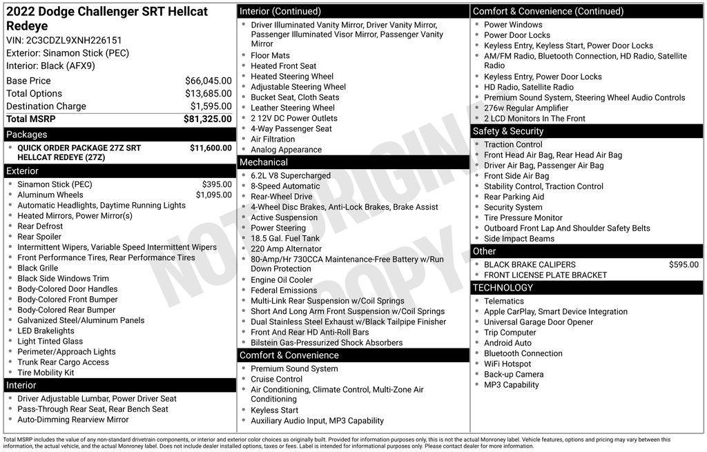 used 2022 Dodge Challenger car, priced at $70,000