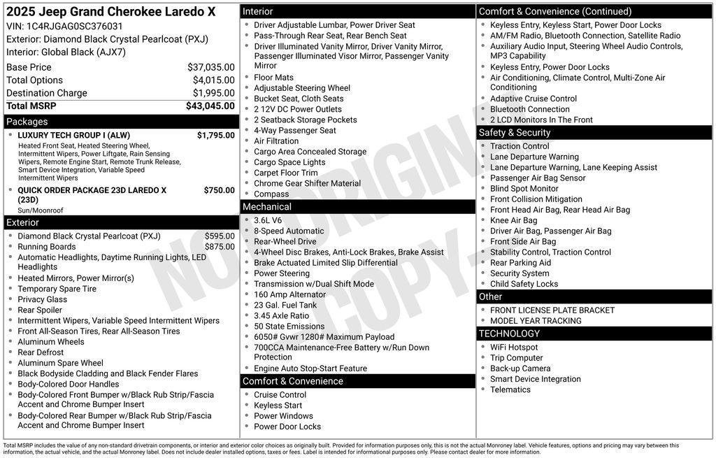 new 2025 Jeep Grand Cherokee car, priced at $36,282