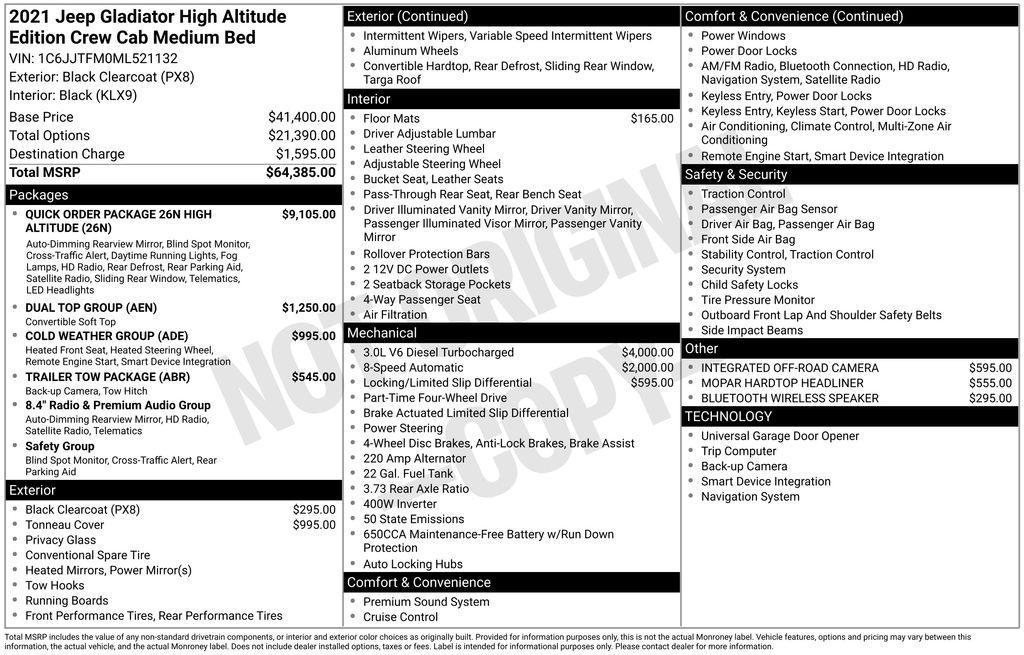 used 2021 Jeep Gladiator car, priced at $28,999