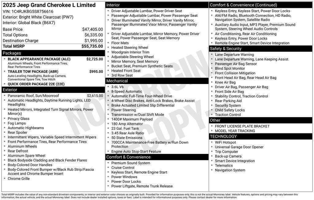 new 2025 Jeep Grand Cherokee L car, priced at $46,316