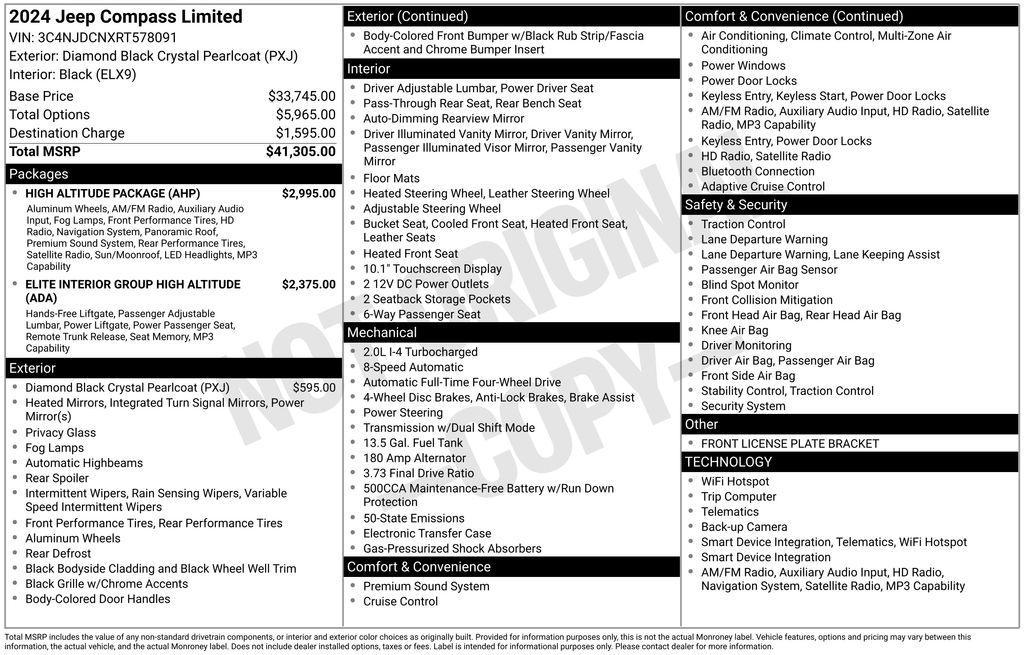 new 2024 Jeep Compass car, priced at $33,604