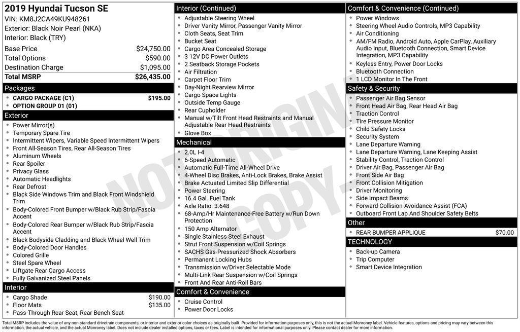 used 2019 Hyundai Tucson car, priced at $15,318