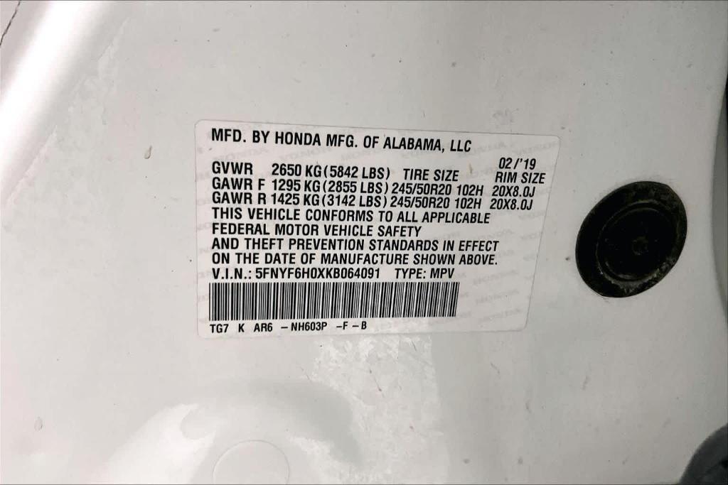 used 2019 Honda Pilot car, priced at $23,387