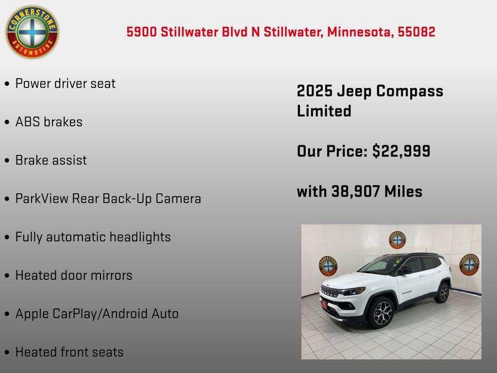 used 2025 Jeep Compass car, priced at $22,999