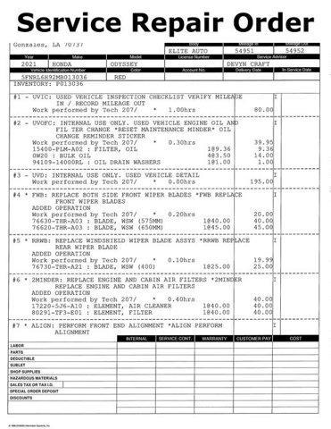 used 2021 Honda Odyssey car, priced at $31,000