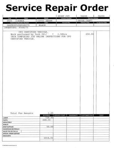 used 2025 Honda Civic car, priced at $25,400