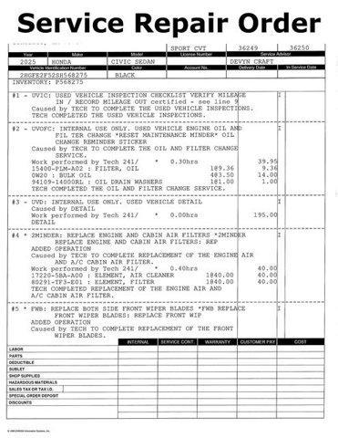 used 2025 Honda Civic car, priced at $25,400