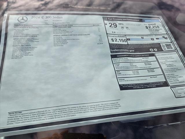 new 2026 Mercedes-Benz C-Class car, priced at $52,285