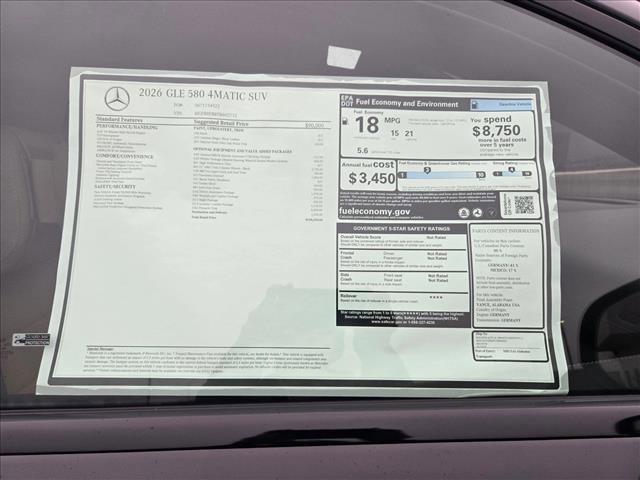 new 2026 Mercedes-Benz GLE 580 car, priced at $104,920