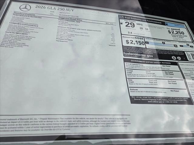 new 2026 Mercedes-Benz GLA 250 car, priced at $44,010