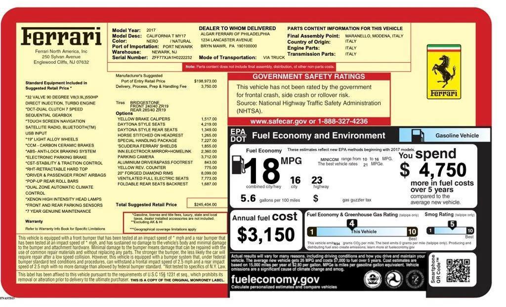 used 2017 Ferrari California car, priced at $137,995