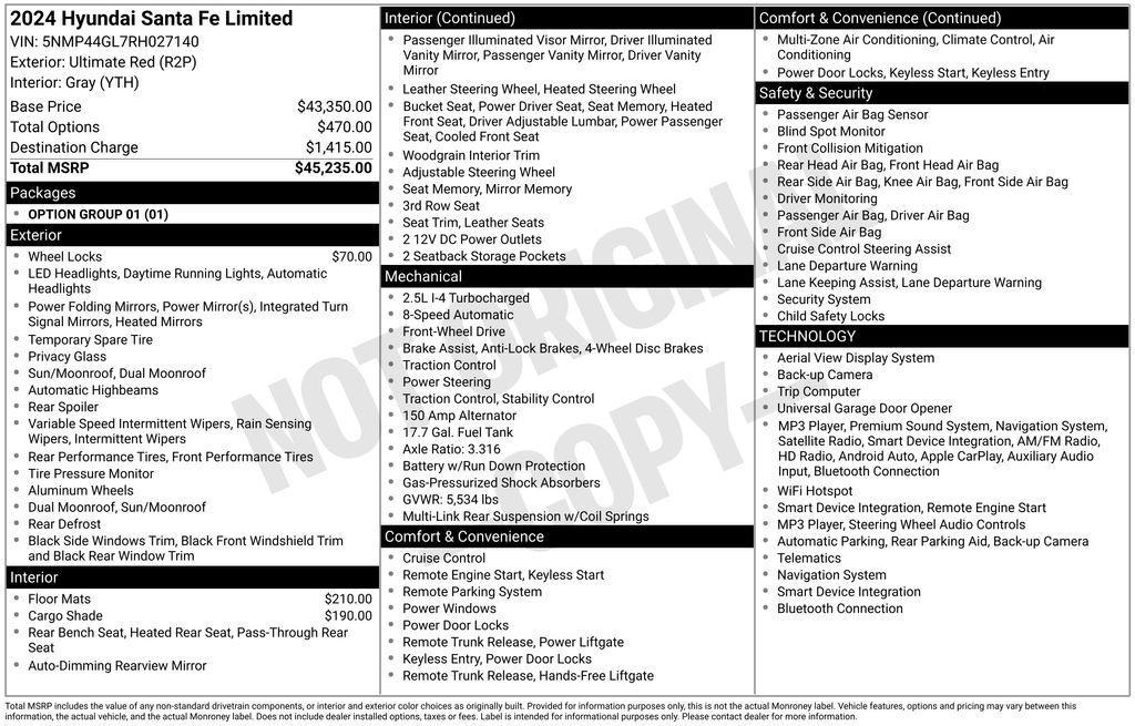 used 2024 Hyundai Santa Fe car, priced at $31,216