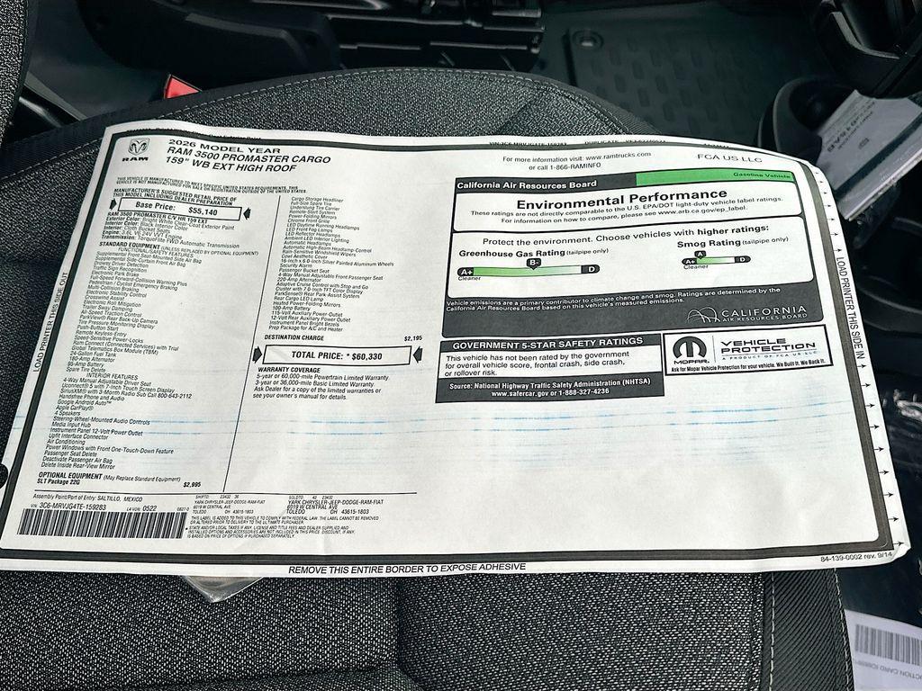 new 2026 Ram ProMaster 3500 car, priced at $46,963