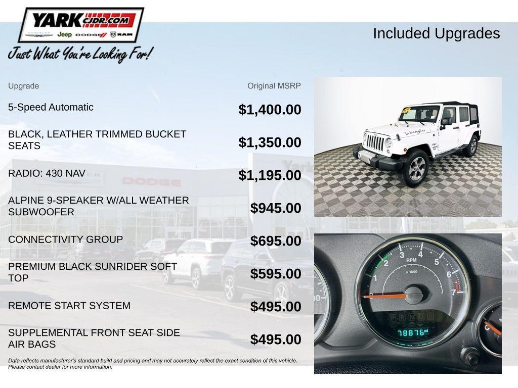 used 2017 Jeep Wrangler Unlimited car, priced at $20,994