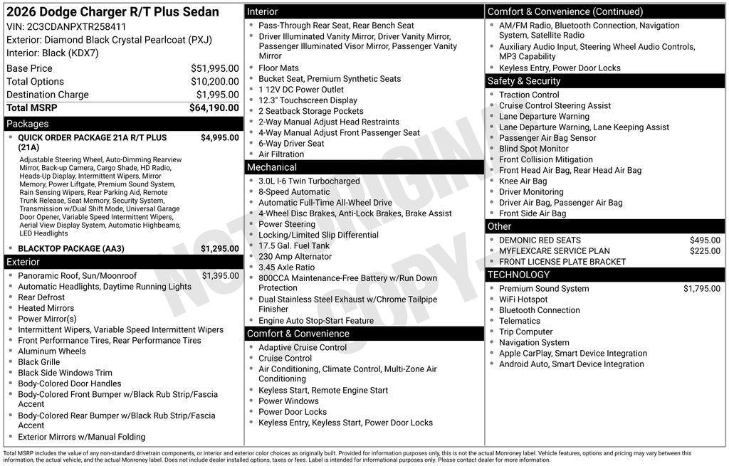new 2026 Dodge Charger car, priced at $64,190