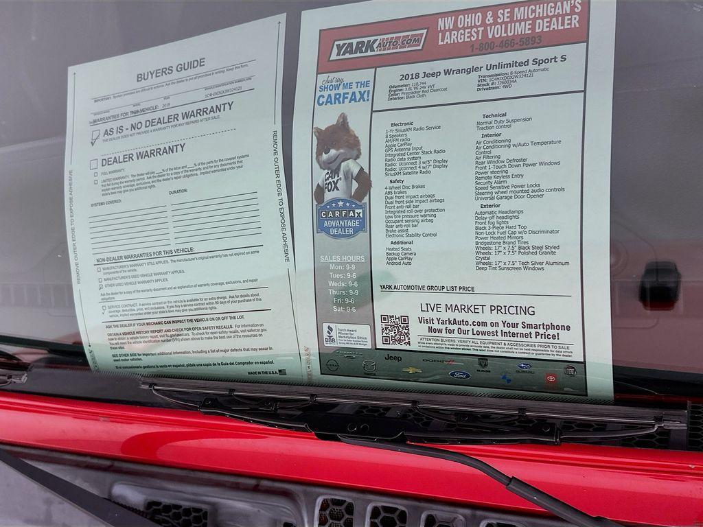 used 2018 Jeep Wrangler Unlimited car, priced at $17,909