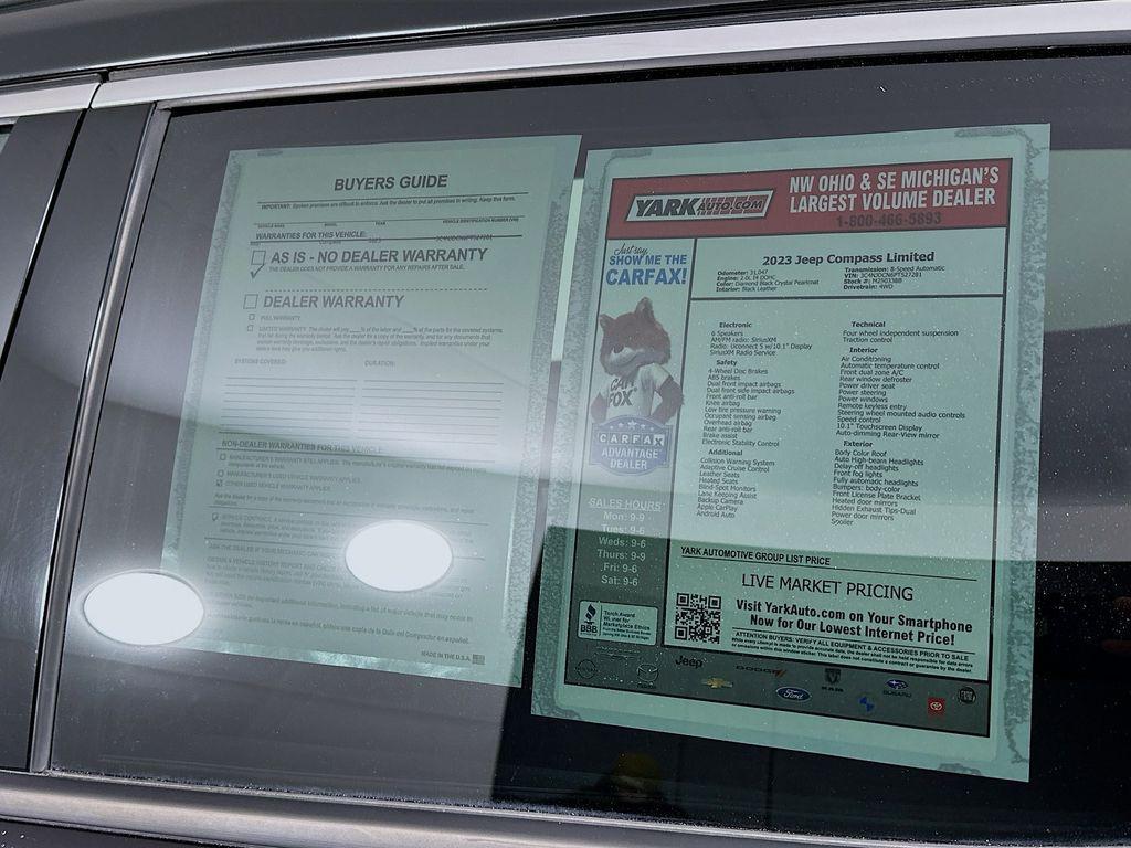 used 2023 Jeep Compass car, priced at $22,322